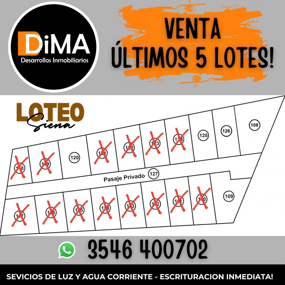 VENTA - LOTEO SIENA - CAPILLA VIEJA, LOS REARTES